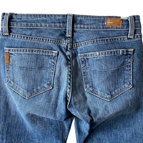 PAIGE Women's Bell Canyon Low-Rise Y2K Flared Medium Wash Denim Jeans Size 24 - Picture 4 of 6